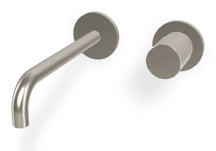 Смеситель для раковины Carlo Frattini Spillo Tech, ручка V Collection, без донного клапана, излив 200 мм, внешняя часть, цвет никель брашированный