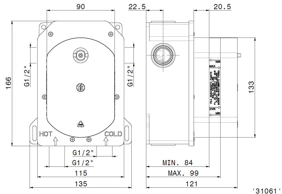 Скрытая часть Newform, для термостата, на 2 выхода - изображение 1