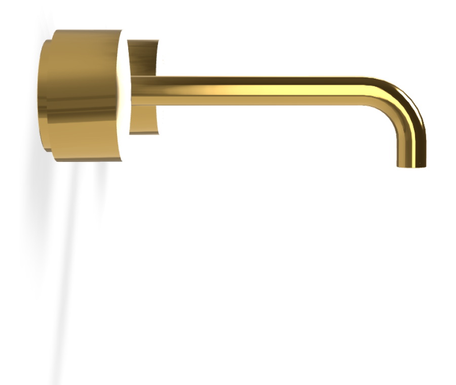 Смеситель для раковины Carlo Frattini SO, настенный, без ручек, с донным клапаном Click-Clack, излив 200 мм, внешняя часть, цвет золото - изображение 2