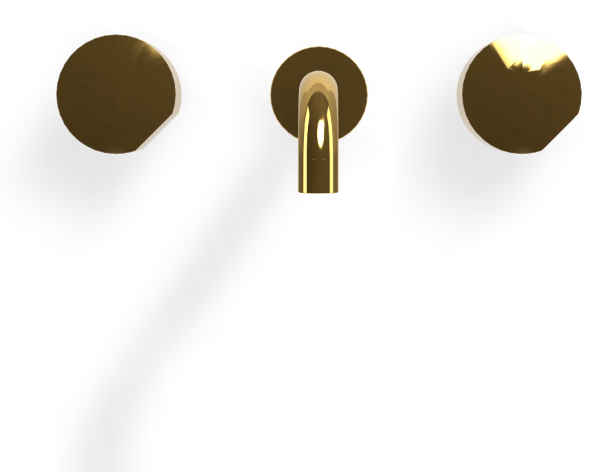 Смеситель для раковины Carlo Frattini SO, настенный, без ручек, с донным клапаном Click-Clack, излив 200 мм, внешняя часть, цвет золото - изображение 1