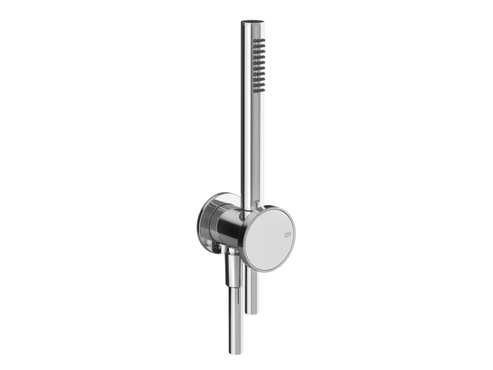 На изображении товар Душевой комплект Gessi Origini, с держателем, выводом воды, лейкой, шлангом, цвет Chrome от официального представителя в Москве