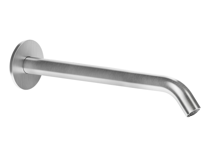 На изображении товар Излив Gessi316, настенный, для смесителя удаленного управления, цвет Steel Brushed от официального представителя в Москве