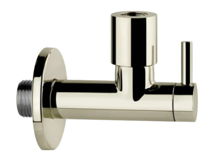 На изображении товар Кран-фильтр под раковину Gessi Technical Accessories, с подводом воды, L-96 мм, запорный, цвет Nickel PVD от официального представителя в Москве