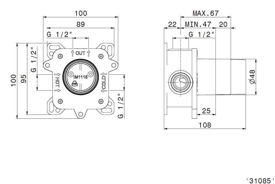 Скрытая часть Newform, однорычажного смесителя для душа, на 1 поток - изображение 1