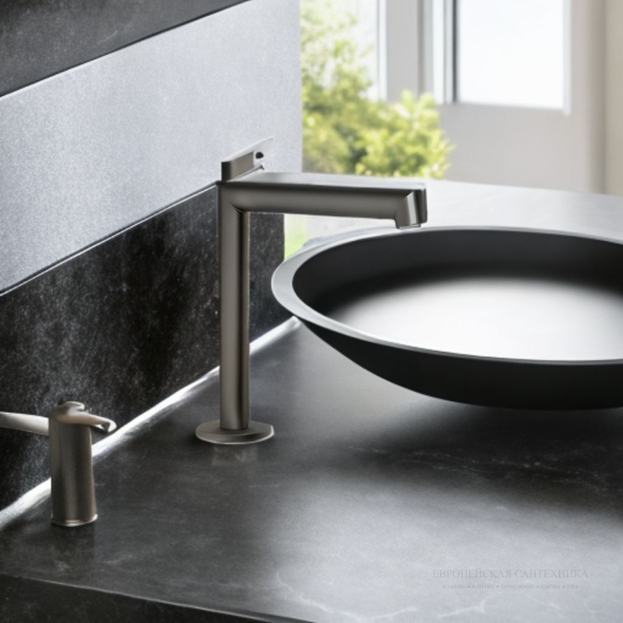 Излив Gessi Anello средней длины, вылет 144 мм, цвет Black Metal Brushed PVD - изображение 1