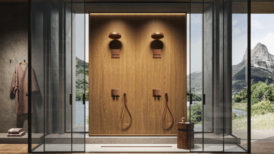 Верхний душ, Gessi Incastri Rigato, настенный, 75149-708, цвет Copper Brushed PVD - изображение 2