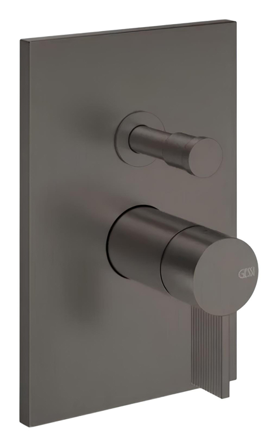 Смеситель для ванны/душа Gessi Inverso, настенный, на 2 выхода, с переключателем ванна/душ, внешняя часть, Н-220 мм, цвет чёрный металл шлифованный PVD