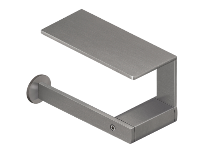 На изображении товар Бумагодержатель CEA Design Lutezia, с многофункциональной полкой, настенный монтаж справа, сталь, цвет сатинированная сталь от официального представителя в Москве