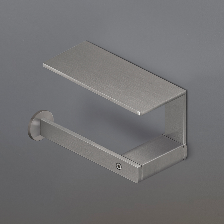 Бумагодержатель CEA Design Lutezia, с многофункциональной полкой, настенный монтаж справа, сталь, цвет сатинированная сталь - изображение 1