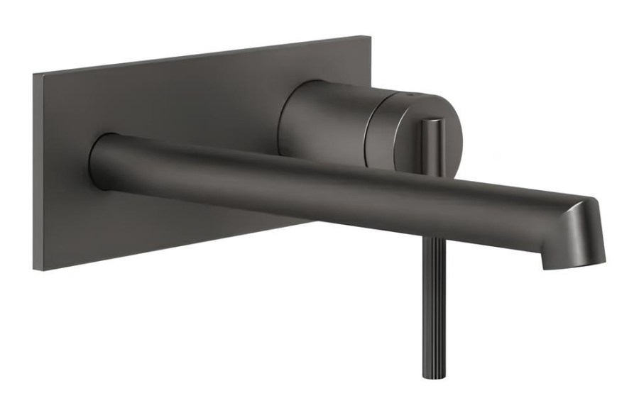 Смеситель для раковины Gessi Ingranaggio, настенный, с длинным изливом, без донного клапана, внешние части, цвет Black Metal Brushed PVD
