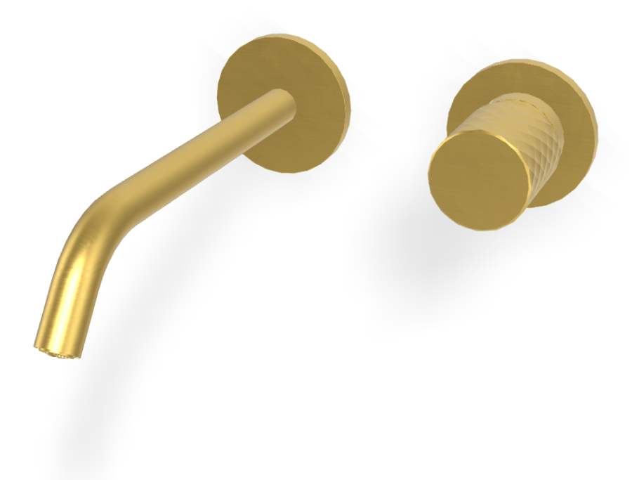 Смеситель для раковины Carlo Frattini Spillo Tech, ручка X Collection, настенный, с донным клапаном Click-Clack, излив 210 мм, внешняя часть, цвет брашированное золото