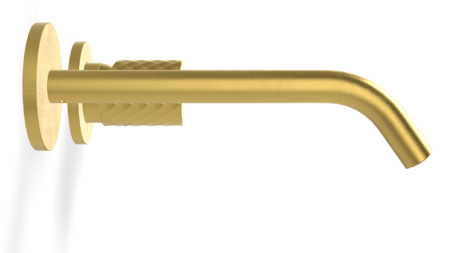 Смеситель для раковины Carlo Frattini Spillo Tech, ручка X Collection, настенный, с донным клапаном Click-Clack, излив 210 мм, внешняя часть, цвет брашированное золото - изображение 2