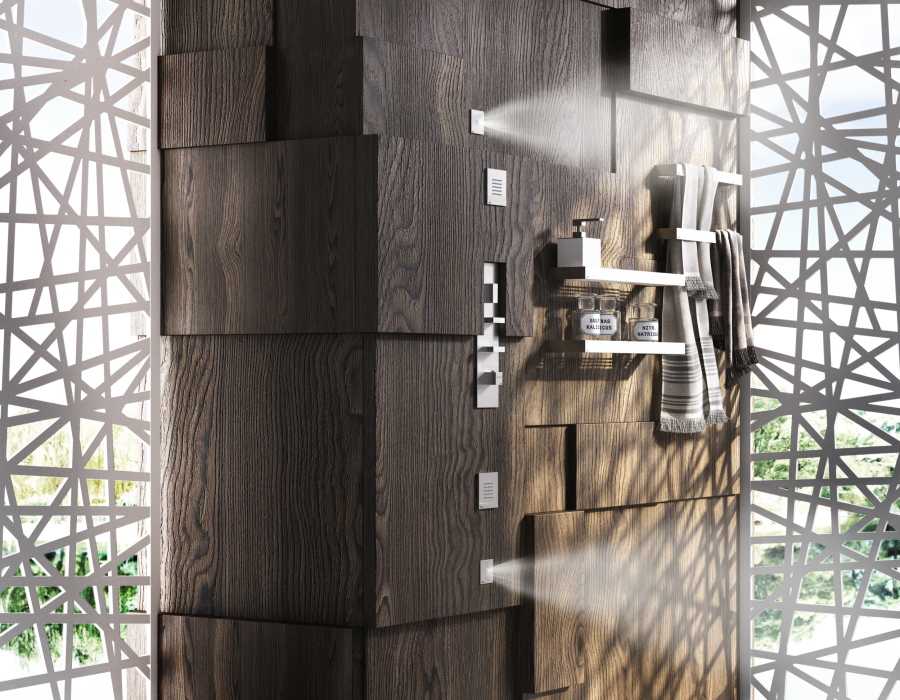 Термостат Gessi Rettangolo, встраиваемый, высокой производительности, с 4 независимыми выходами, вертикальный/горизонтальный монтаж, внешняя часть, цвет Copper PVD - изображение 2