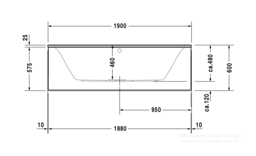 Ванна встраиваемая Duravit Darling New, 1900 x 900 мм, с 2-мя наклонами для спины, акриловая, цвет белый - изображение 5