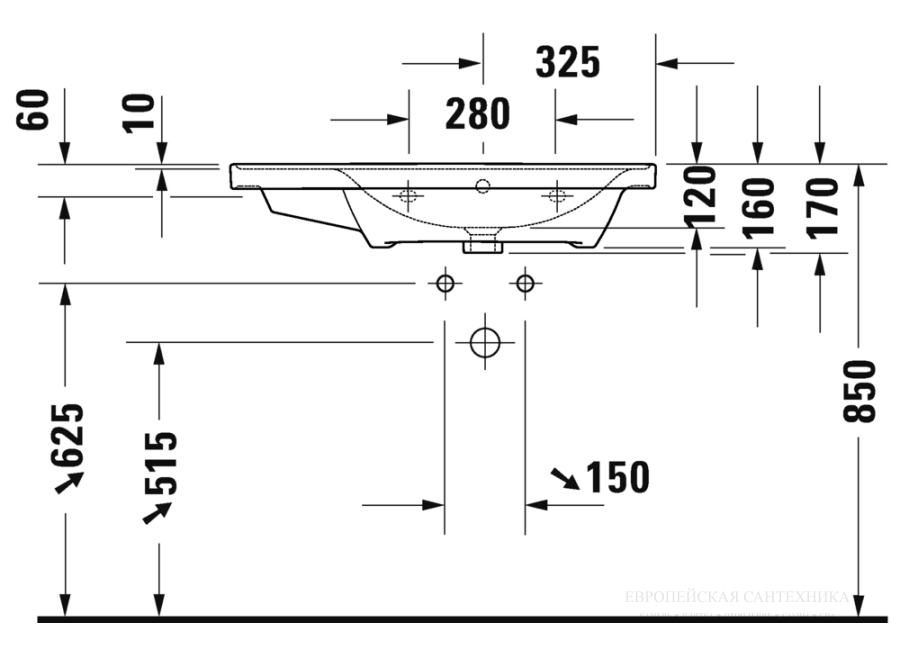 Раковина Duravit D-Neo для мебели, 800x480 мм, чаша справа, на 1 отверстие под смеситель, цвет белый с покрытием WonderGliss - изображение 13