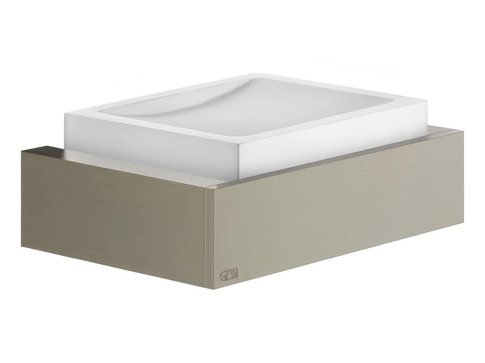 На изображении товар Мыльница Gessi Rettangolo, настенная, цвет White/Finox Brushed Nickel от официального представителя в Москве