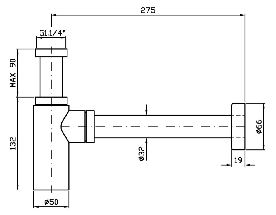 Сифон Zucchetti Miscellaneous, для раковины, 1 1/4, цвет Brushed British Gold PVD - изображение 1