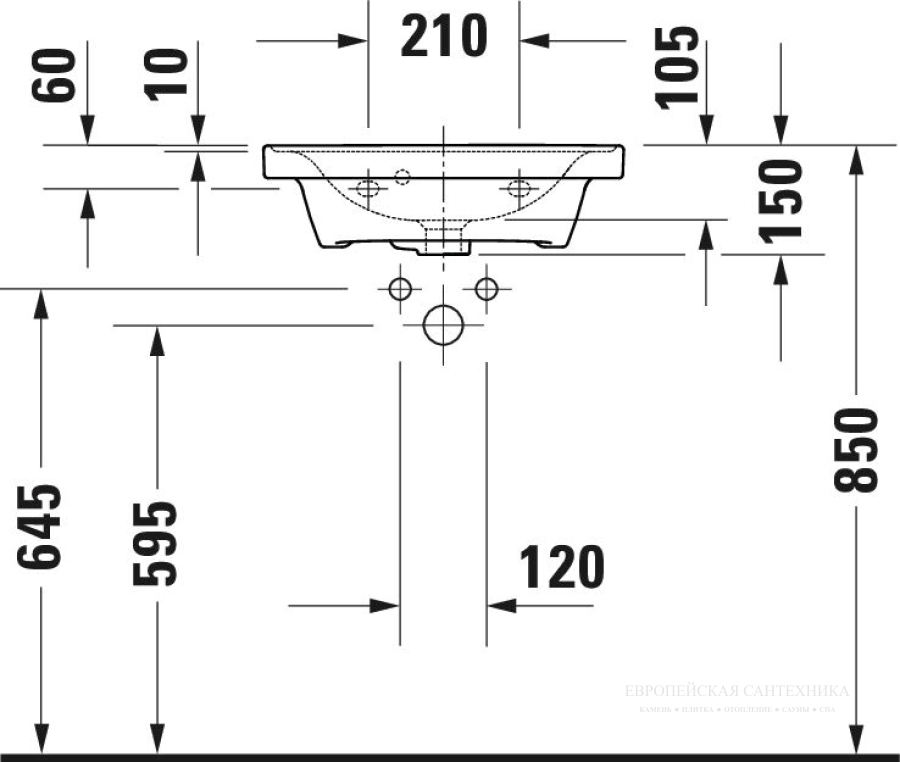 Раковина Duravit D-Neo для рук, 500х400 мм, с переливом, 1 отверстие под смеситель, цвет белый - изображение 7