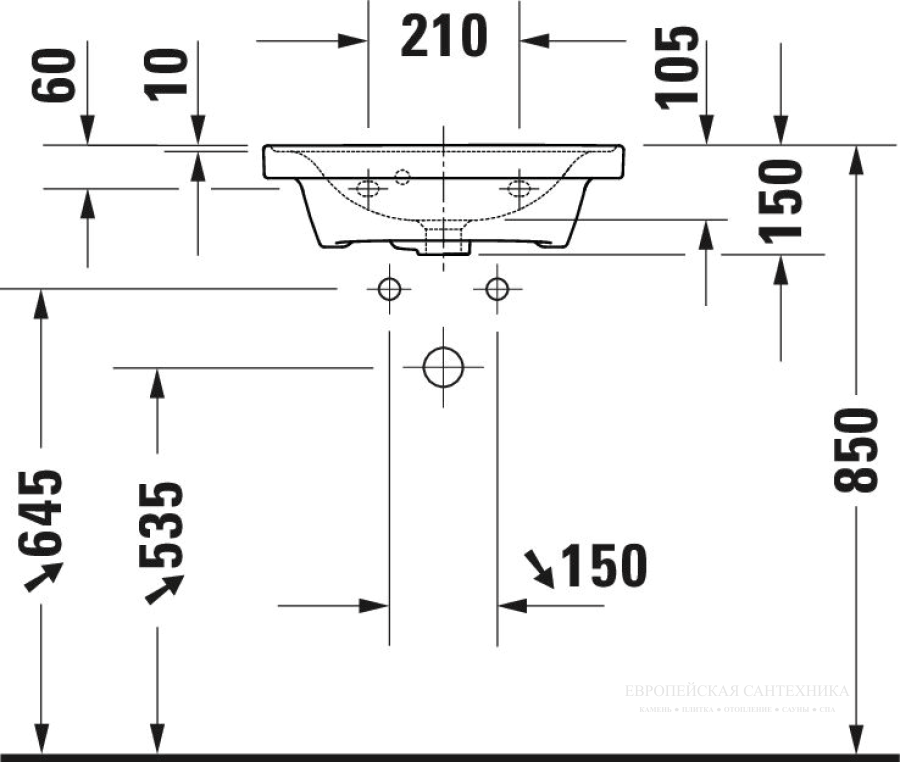 Раковина Duravit D-Neo для рук, 500х400 мм, с переливом, 1 отверстие под смеситель, цвет белый - изображение 8