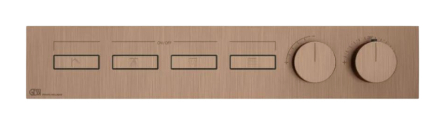 Термостат Gessi HI-FI, с кнопками вкл/выкл, до 4 функций одновременно, внешняя часть, ширина 535 мм, цвет Copper Brushed PVD