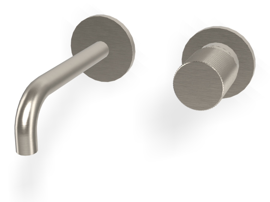 Смеситель для раковины Carlo Frattini Spillo Tech, ручка G Collection, настенный, с донным клапаном Click-Clack, излив 150 мм, внешняя часть, цвет никель брашированный