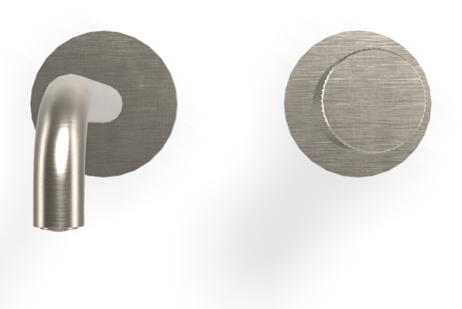 Смеситель для раковины Carlo Frattini Spillo Tech, ручка G Collection, настенный, с донным клапаном Click-Clack, излив 150 мм, внешняя часть, цвет никель брашированный - изображение 1