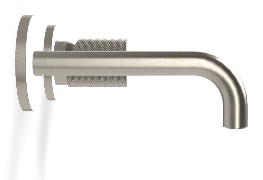 Смеситель для раковины Carlo Frattini Spillo Tech, ручка G Collection, настенный, с донным клапаном Click-Clack, излив 150 мм, внешняя часть, цвет никель брашированный - изображение 2