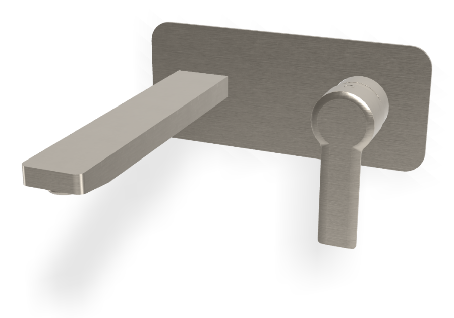 Смеситель для раковины Carlo Frattini Mast, настенный, однорычажный, с донным клапаном Click-Clack, излив 200 мм, внешняя часть, цвет брашированный никель