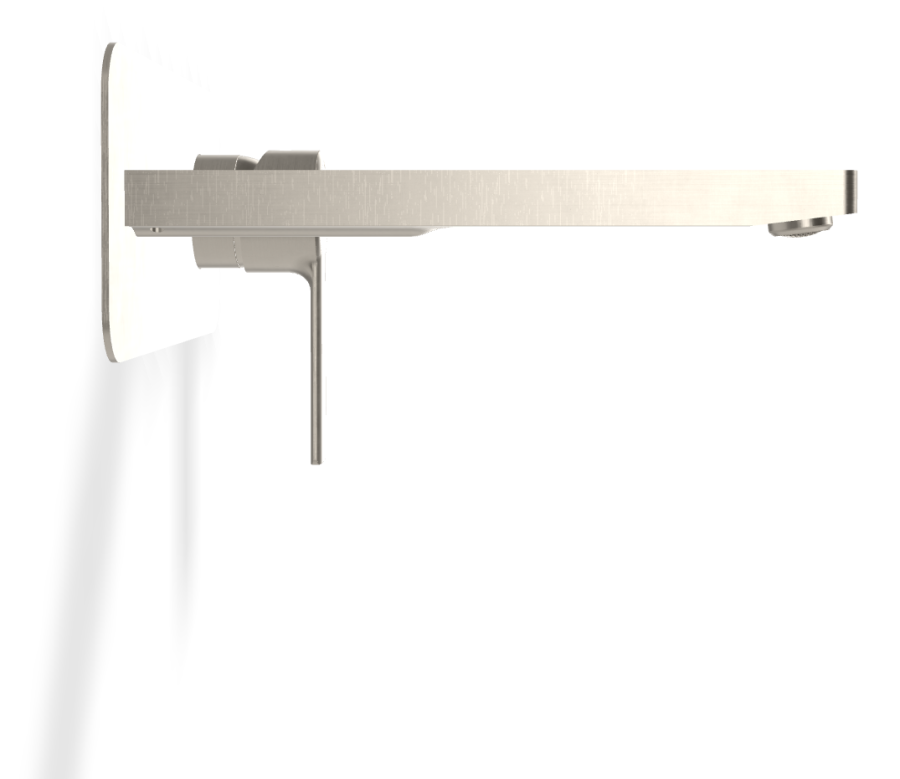 Смеситель для раковины Carlo Frattini Mast, настенный, однорычажный, с донным клапаном Click-Clack, излив 200 мм, внешняя часть, цвет брашированный никель - изображение 2