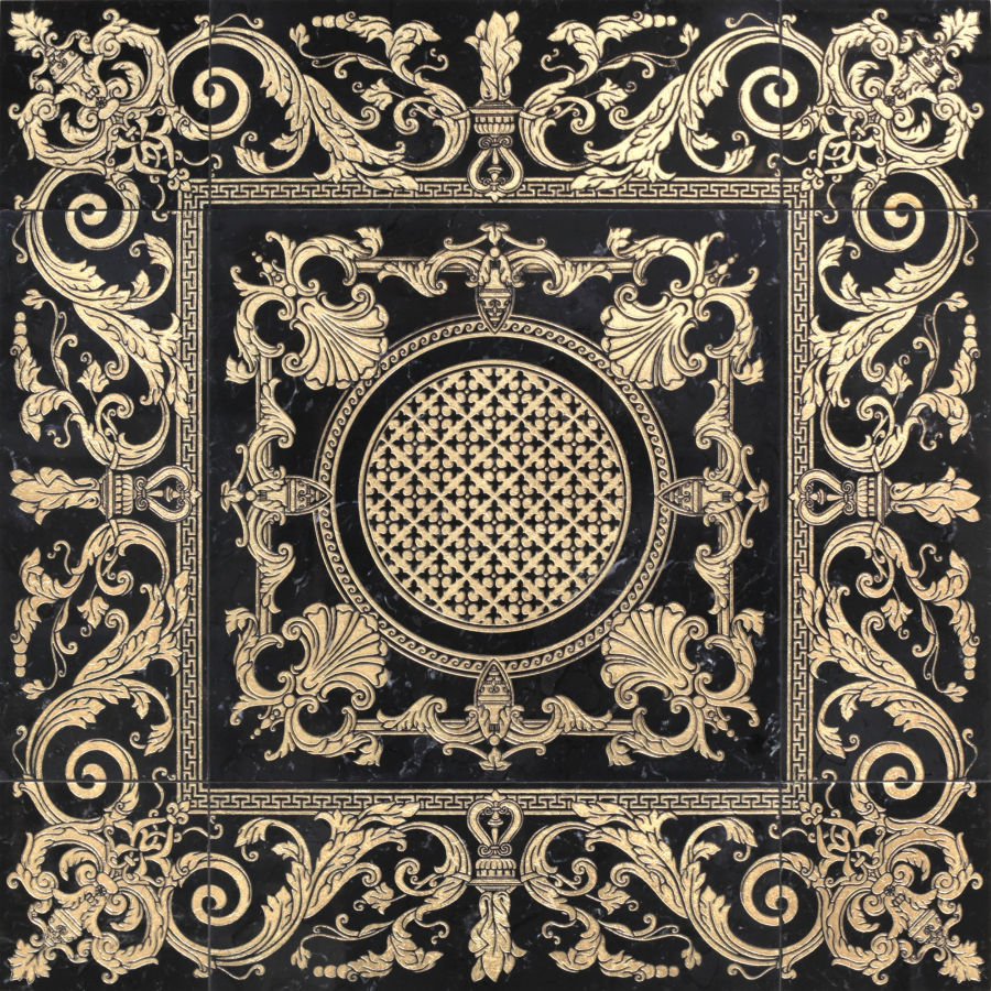 Akros Venezia Камень Luxurious Selene Nero Marquinia composition – Gold 69,6X69,6X1