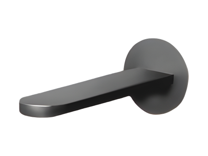 На изображении товар Излив для раковины AntonioLupi Indigo, вылет 185 мм, настенный, в комплекте со скрытой частью, цвет Satin Steel от официального представителя в Москве