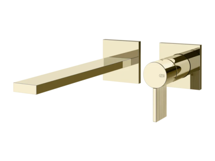 На изображении товар Смеситель для раковины Gessi Inverso, встраиваемый, настенный, внешние части, цвет Brass PVD от официального представителя в Москве