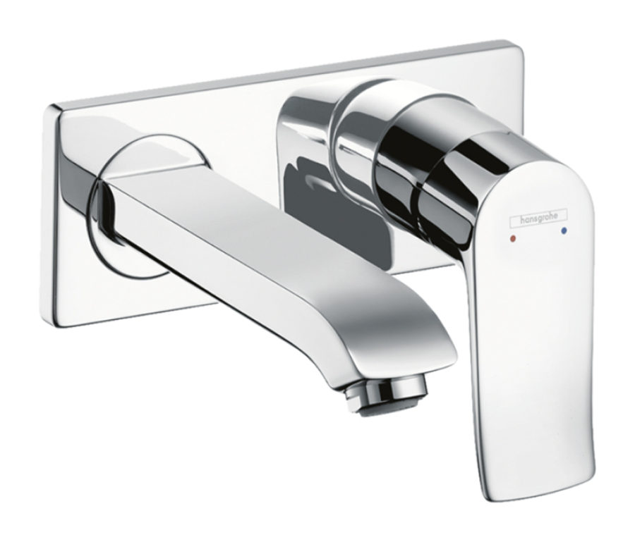 Смеситель для раковины Hansgrohe Metris, настенный, однорычажный, на два отверстия, внешняя часть, цвет хром