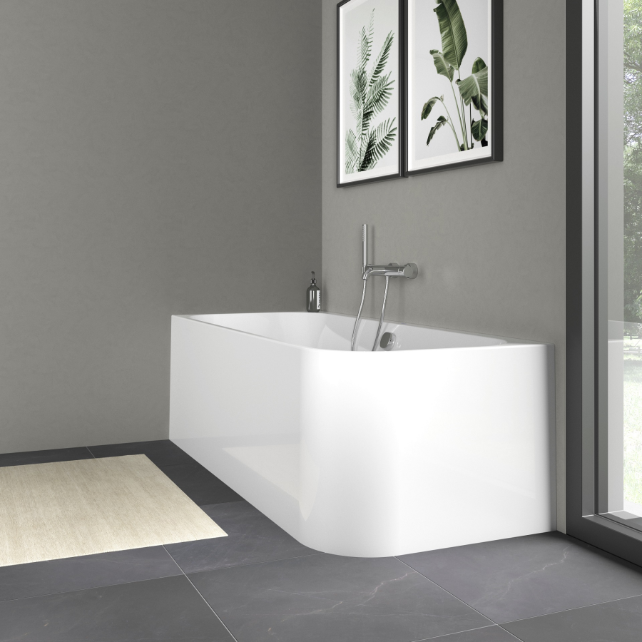 Ванна Duravit Happy D.2, 1800x800 мм, в левый угол, c двумя наклонами для спины, с интегрированной акриловой панелью и ножками, цвет белый - изображение 5