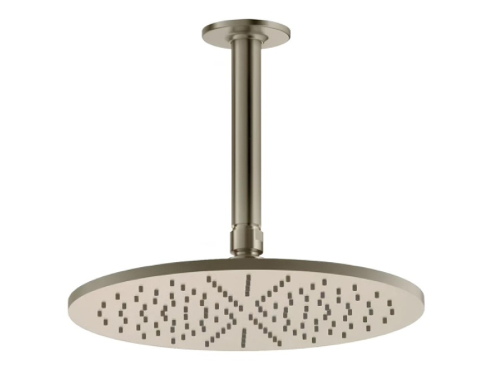 На изображении товар Верхний душ Gessi Inciso, Ø300 мм, шарнирный, с потолочным держателем, цвет Finox Brushed Nickel от официального представителя в Москве