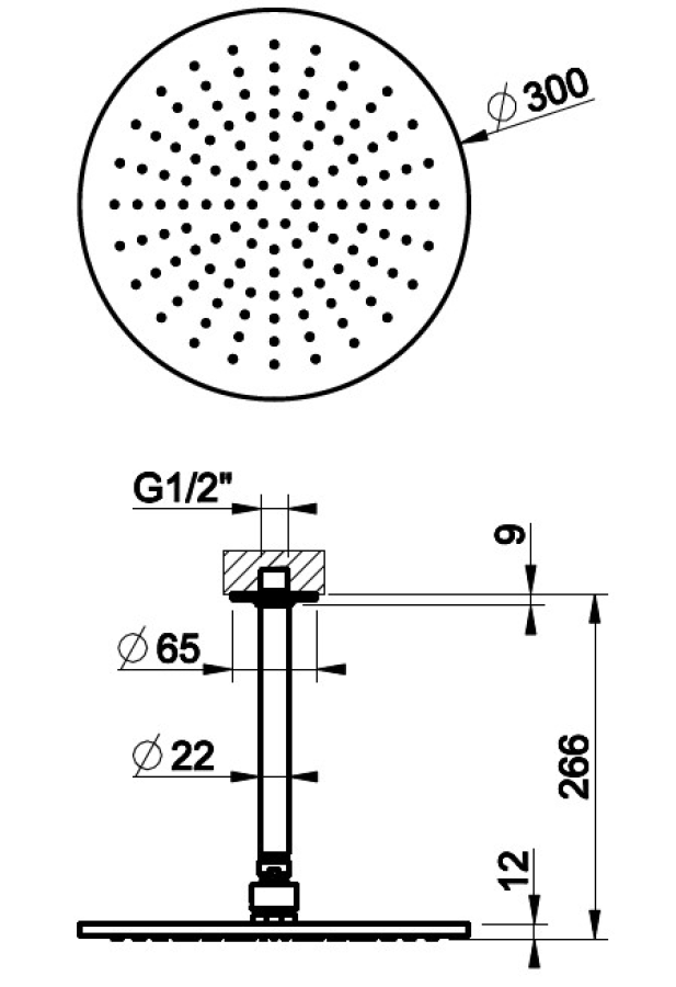 Верхний душ Gessi Inciso, Ø300 мм, шарнирный, с потолочным держателем, цвет Finox Brushed Nickel - изображение 2