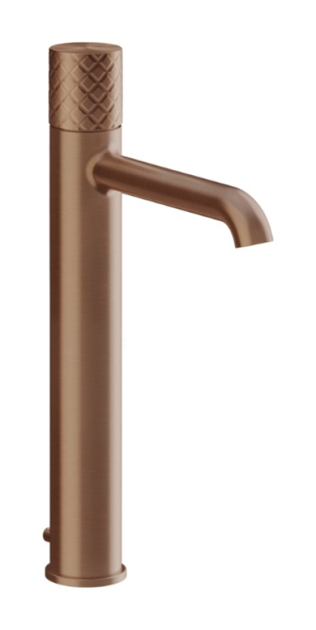 Смеситель для раковины Gessi Habito Intreccio, h336 мм, на 1 отверстие, излив 164 мм, с донным клапаном, цвет Copper Brushed PVD