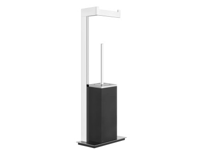 Стойка с бумагодержателем и ёршиком Gessi Rettangolo, h614 мм, напольная, цвет Black/Chrome