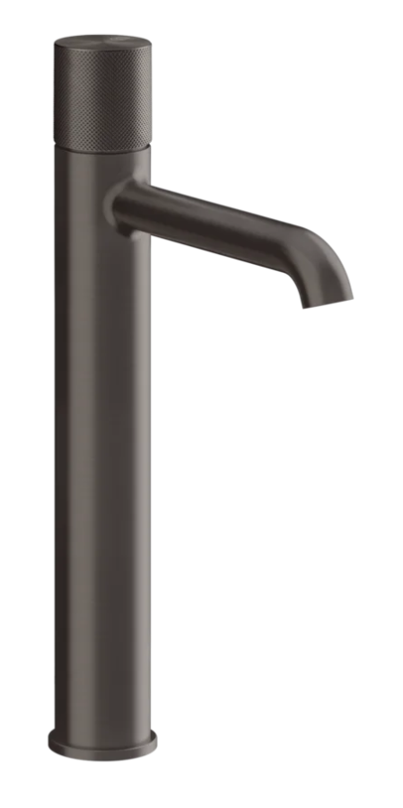 Смеситель для раковины Gessi Habito Diamantato, h336 мм, на 1 отверстие, без донного клапана, с соединительными шлангами, цвет Black Metal Brushed PVD