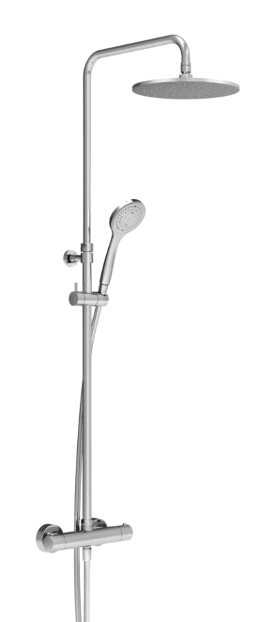 Душевая система Gessi Minimalistic Shower, настенный термостат, стойка с верхним душем Ø250 мм, автоматический переключатель, шланг, ручная лейка, цвет Chrome