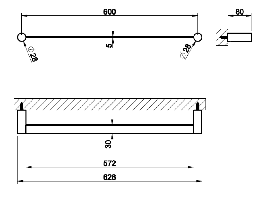 Полотенцедержатель Gessi 316, настенный, L600 мм, цвет Steel Brushed - изображение 5