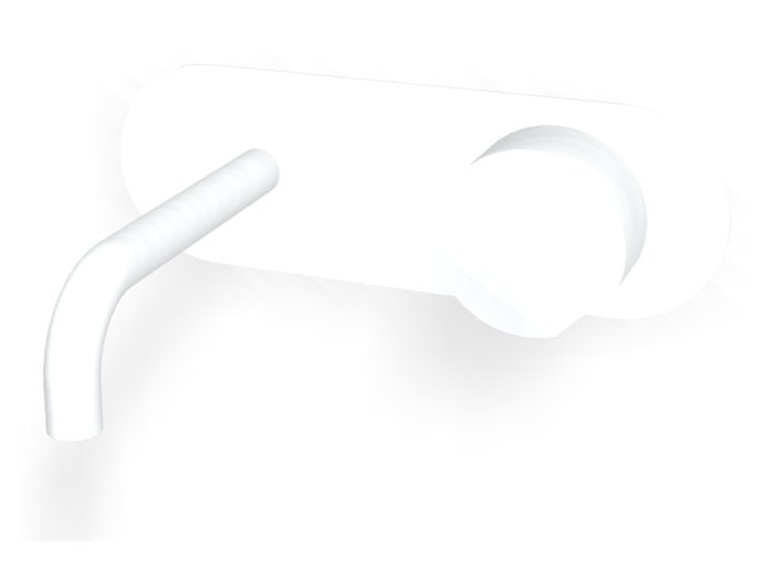 На изображении товар Смеситель для раковины Carlo Frattini SO, настенный, без ручек, с донным клапаном Click-Clack, излив 147 мм, внешняя часть, цвет белый матовый от официального представителя в Москве