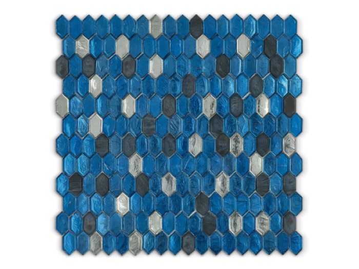 На изображении товар Sicis Стеклянная мозаика Crystal Blends Whale Mix chips size 31x15 mm sheet size 304x300 mm от официального представителя в Москве