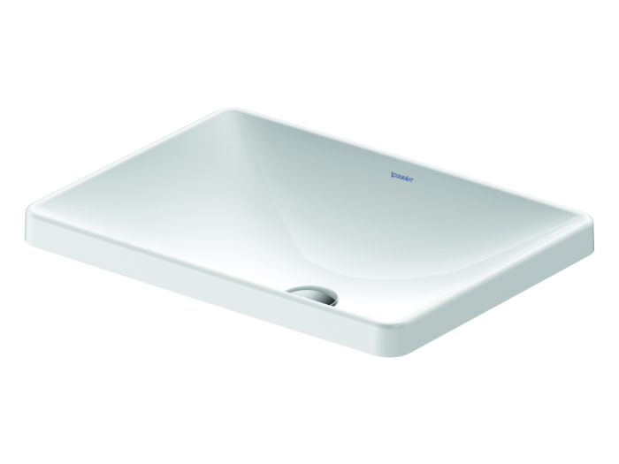 На изображении товар Раковина Duravit D-Neo встраиваемая сверху, 600x435 мм, без перелива, без отверстия под смеситель, цвет белый от официального представителя в Москве