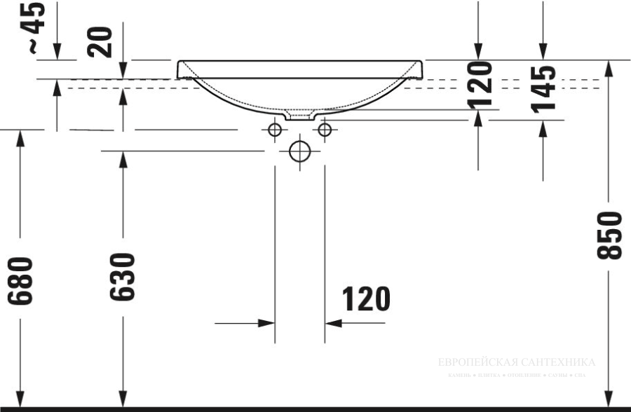 Раковина Duravit D-Neo встраиваемая сверху, 600x435 мм, без перелива, без отверстия под смеситель, цвет белый - изображение 6