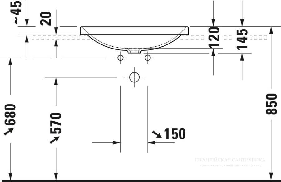 Раковина Duravit D-Neo встраиваемая сверху, 600x435 мм, без перелива, без отверстия под смеситель, цвет белый - изображение 7