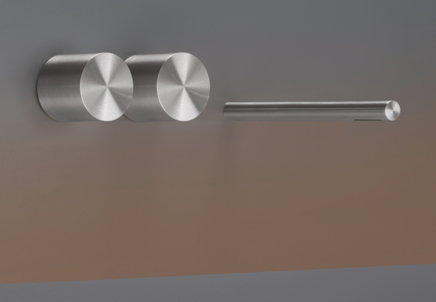Смеситель для раковины CeaDesign Opus, настенный, на 3 отверстия, излив L. 230 мм, внешняя часть, сталь, цвет Black Diamond полированный - изображение 1