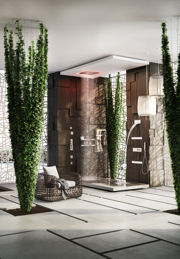 Накладная панель верхнего душа Gessi Afilo, с функцией дождя, 500х500 мм, цвет copper Brushed PVD - изображение 1