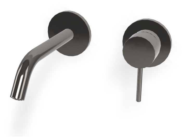 На изображении товар Смеситель для раковины Carlo Frattini Spillo Up, встраиваемый, с донным клапаном Click-Clack, внешние части, цвет чёрный хром от официального представителя в Москве