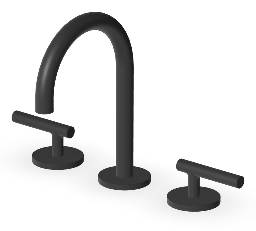 Смеситель для раковины Zucchetti Pan S, на 3 отверстия, с низким изливом и аэратором, цвет чёрный матовый